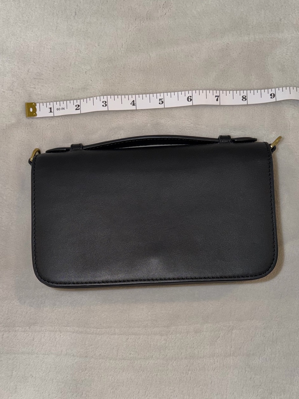 Quince Black Mini Leather Crossbody with Gold Hardware